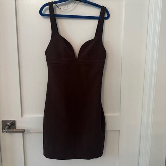 NWT Zara Dark Brown Bow Dress, XS - Picture 4 of 9